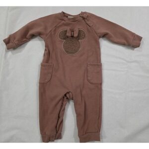 Girl's Disney 12 Months Snap Up‎ Minnie Mouse Outfit brown/mauve